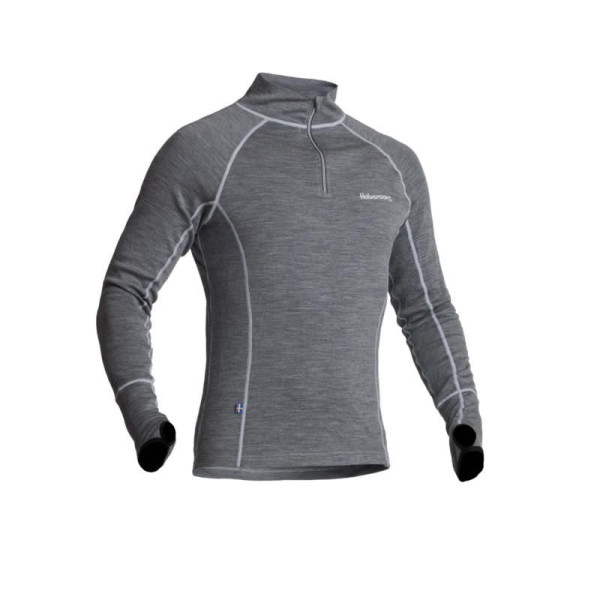 Halvarssons Sweater warm wool polo gry xs